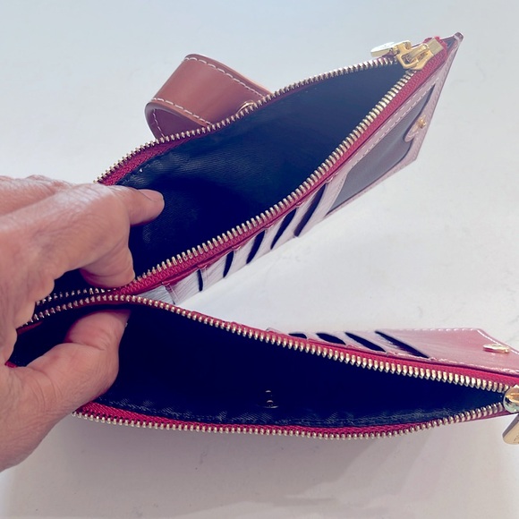 Andoilt Genuine  Red Leather Wallet RFID Blocking Credit Card Holder Zipper - Picture 6 of 13